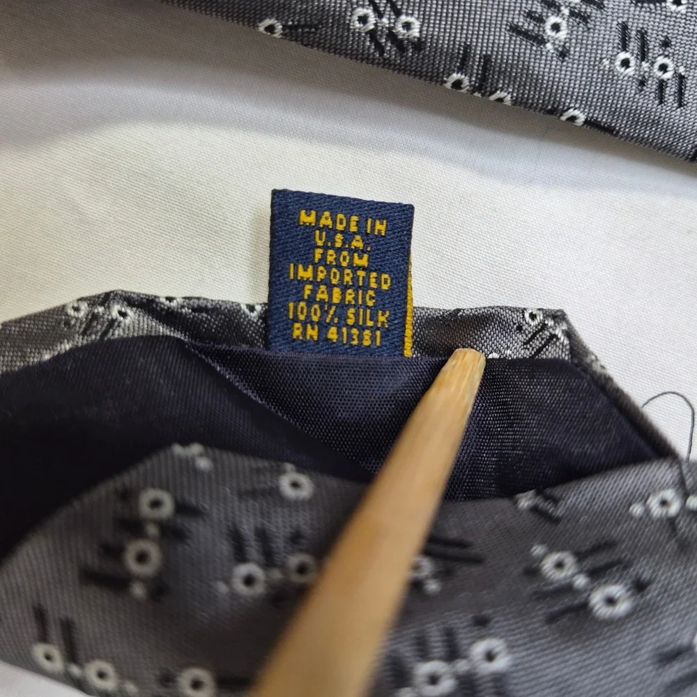 Polo‎ University Ralph Lauren Tie Mens Gray Silk Geometric Classic Ivy Heritage